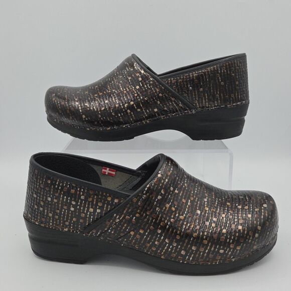 Sanita Geometric Patterned Nursing Clogs Leather Shoes Womens Size 41 US 10 - Picture 1 of 7